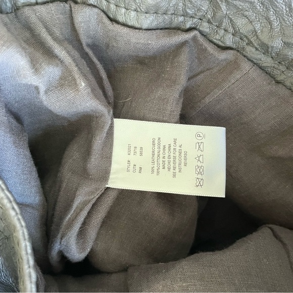 KUT FROM THE KLOTH  Wrinkle Effect Leather Jacket Full Zip Gray Pockets Size L - Picture 7 of 7